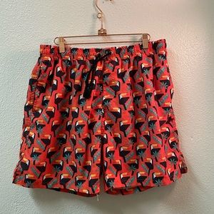 2/$20 Ingear mens orange toucan swim trunks size L